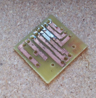 This is the breakout board I was making for the joystick. It didn't come out too good. 