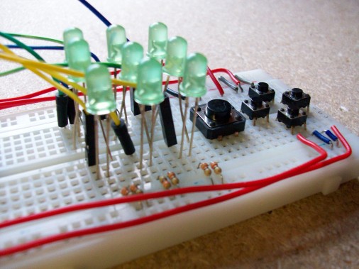 closeup of tic tac toe circuit raspberry pi